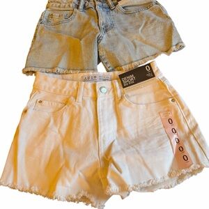 Primark Women's Jean Shorts - Light Blue and White